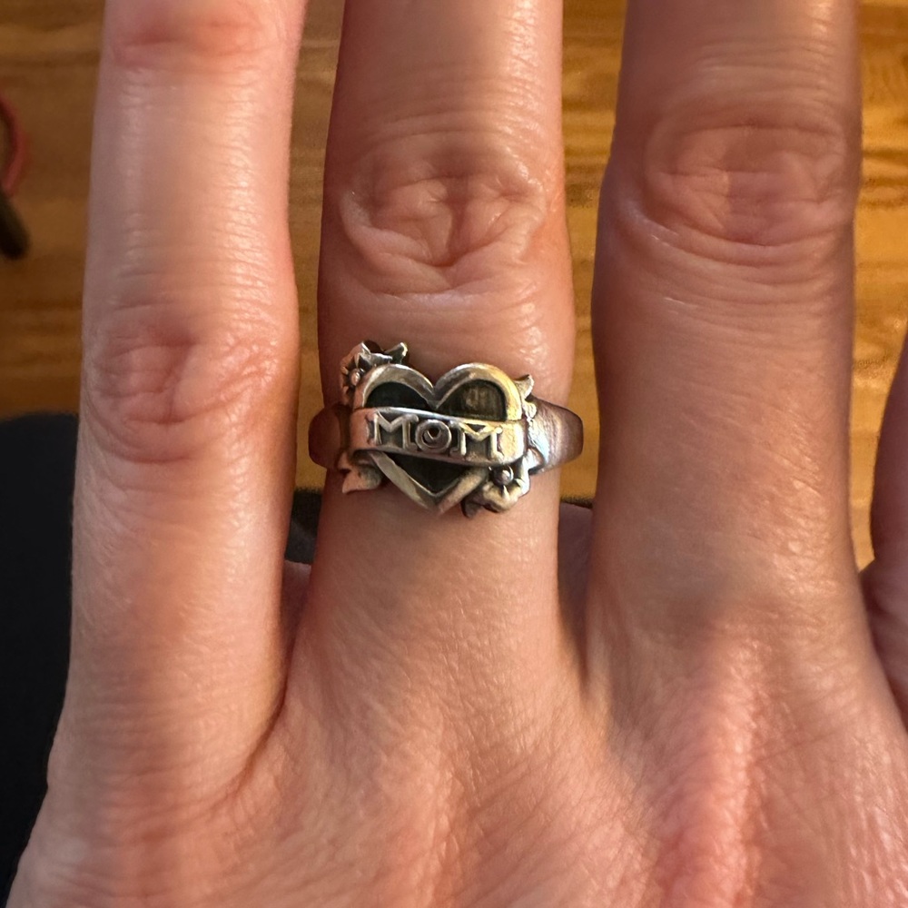 Sterling silver mom ring.